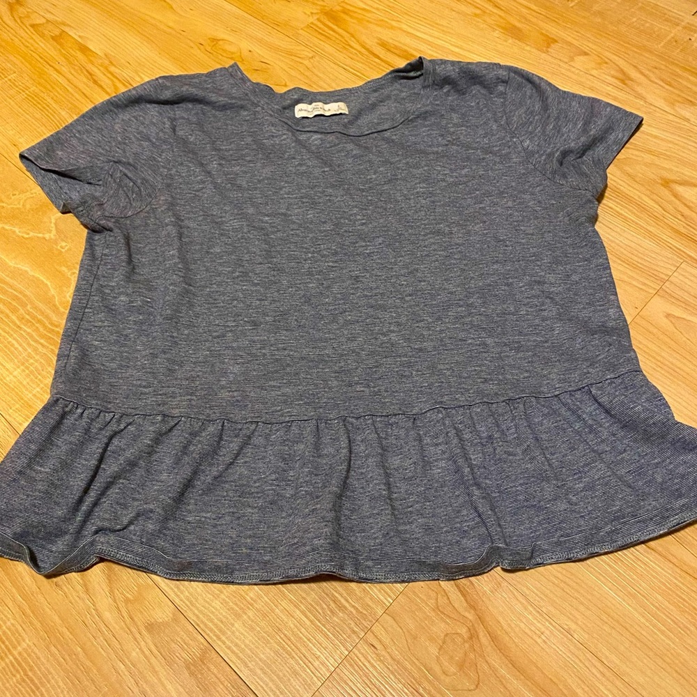 Abercrombie & Fitch Crop Blouse Size Small Navy/Grey